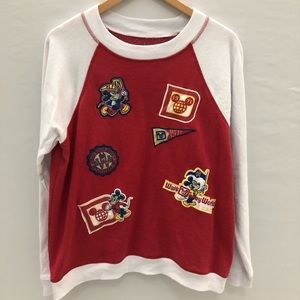 Disney Baseball Sweatshirt Mickey Patches Sz XL